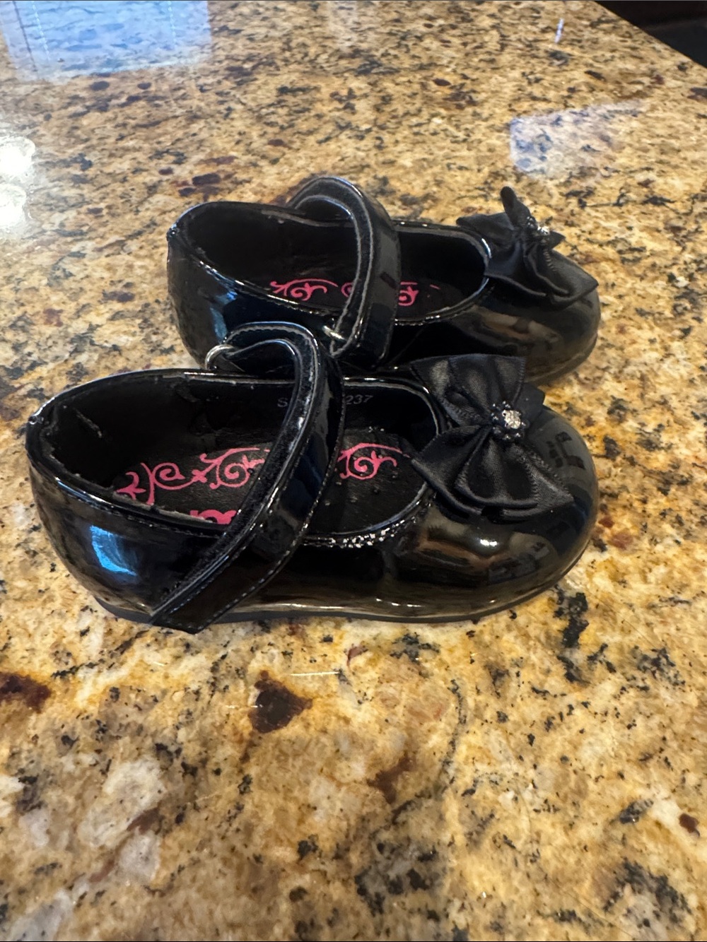 Josmo Black Patent Mary Jane Shoes with Bow Accent